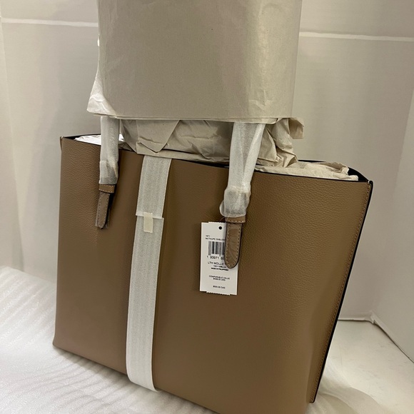 Coach Brown Leather Tote with Gold Accents color / taupe oxblood - Picture 13 of 16